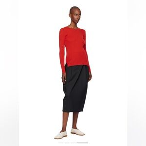 Red Wool Soft Rib Crewneck Sweater